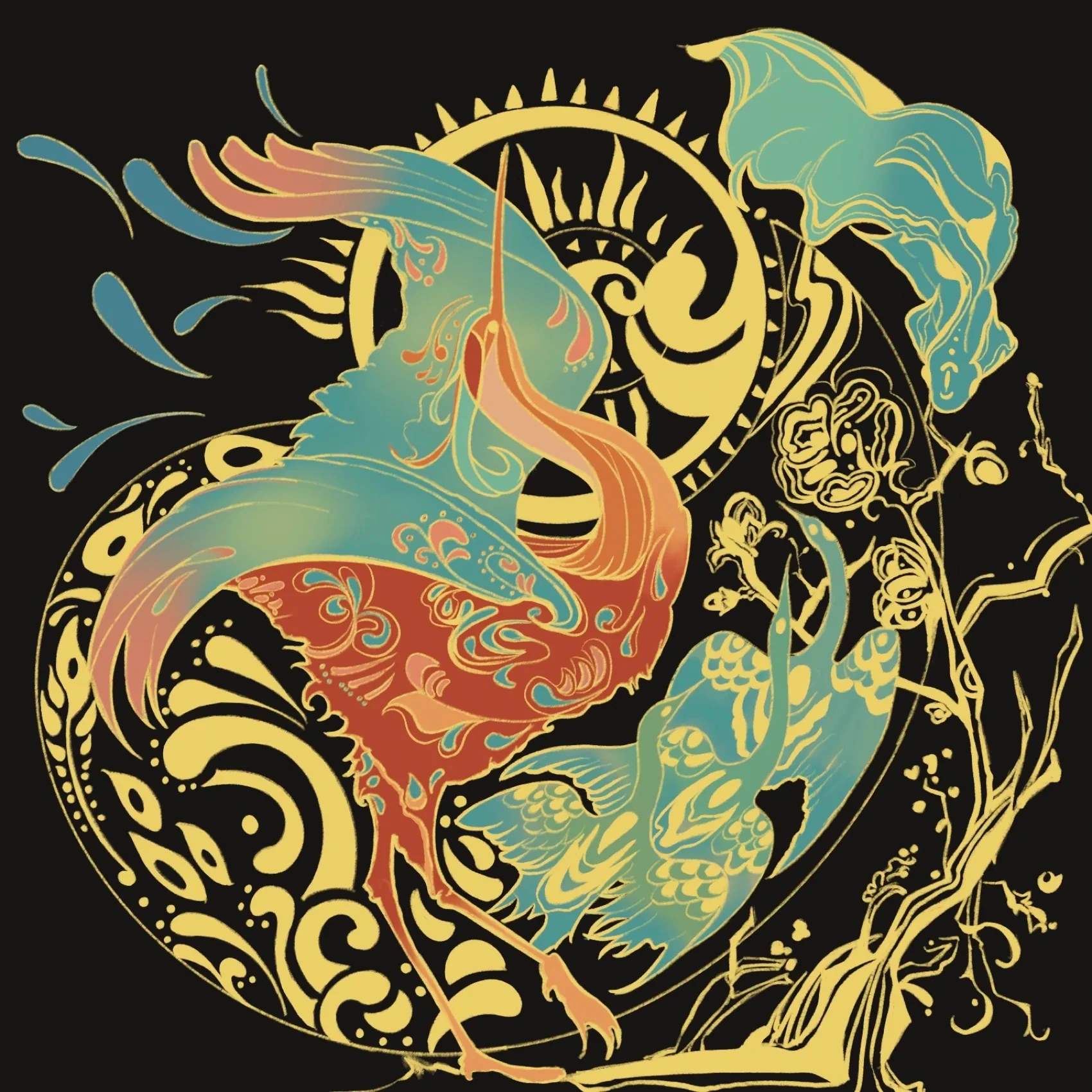 《鹤归》双鹤主题手绘插画